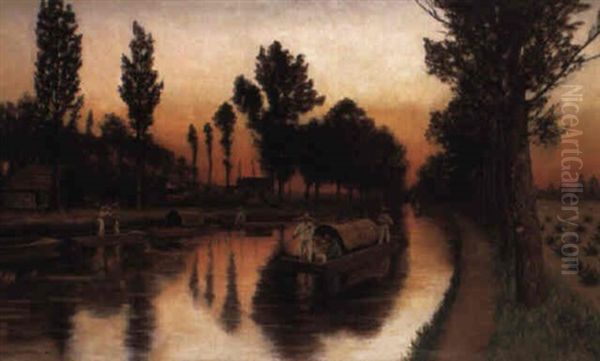 Canal De Santa Anita Oil Painting by August Loehr