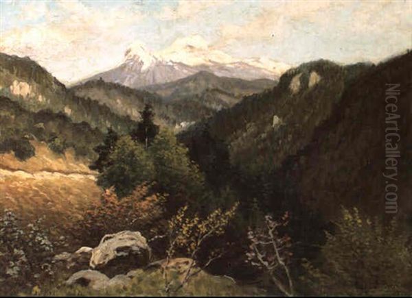 Paisaje Con Iztlazihuatl Oil Painting by August Loehr