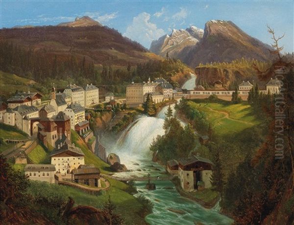 View Of Bad Gastein Oil Painting by Emil Ludwig Lohr