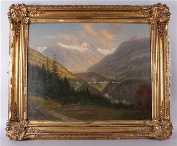 Blick Ins Gasteinertal Oil Painting by Emil Ludwig Lohr