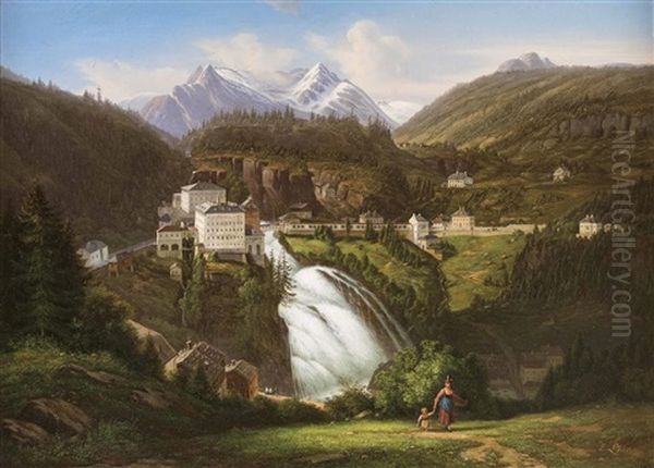 Blick Auf Bad Gastein Oil Painting by Emil Ludwig Lohr