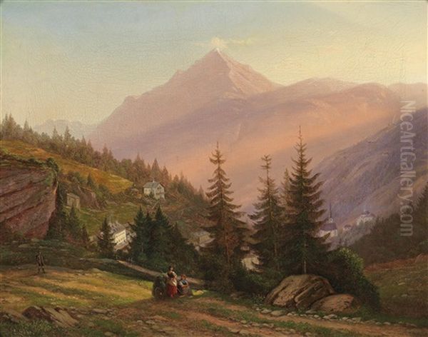 Partie In Bad Gastein Oil Painting by Emil Ludwig Lohr