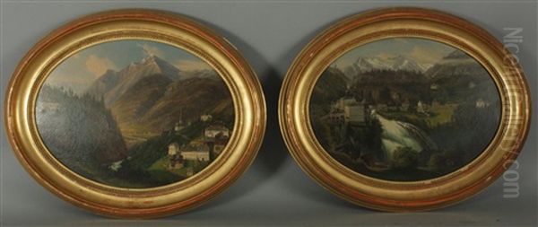 Bad Gastein Mit Gamskarkogel Und Bad Gastein Oil Painting by Emil Ludwig Lohr