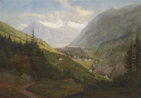 Blick Auf Bad Gastein Oil Painting by Emil Ludwig Lohr