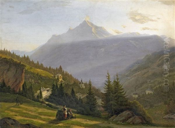 Blick In Das Tal Von Bad Gastein Oil Painting by Emil Ludwig Lohr