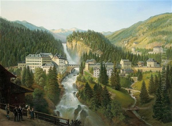 Bad Gastein Mit Blick Auf Die Waldpromenade Oil Painting by Emil Ludwig Lohr