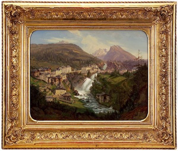 Blick Auf Bad Gastein Oil Painting by Emil Ludwig Lohr