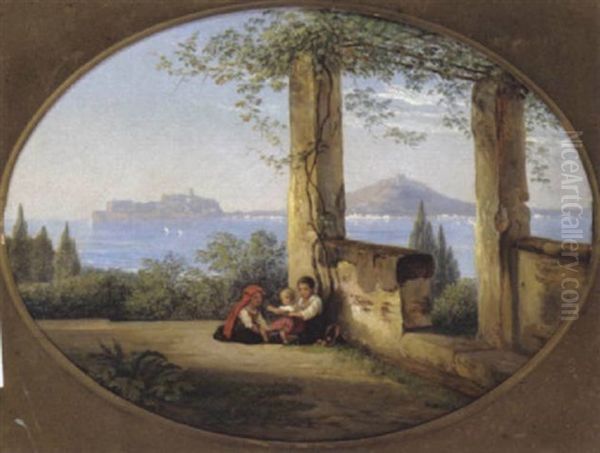 Spielende Kinder In Einer Pergola Oil Painting by Emil Ludwig Lohr