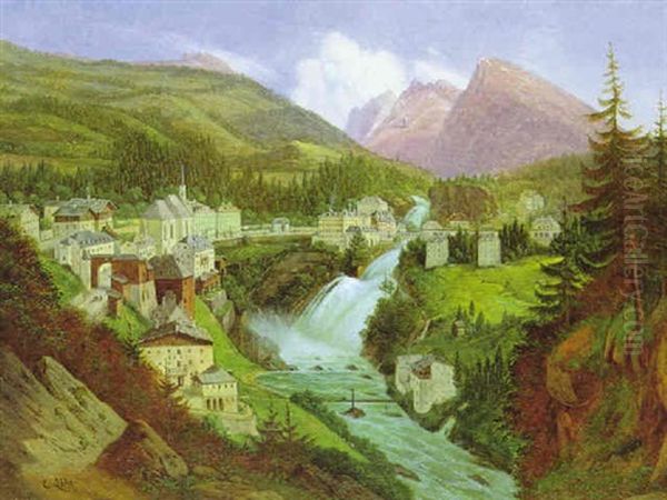 Blick Auf Bad Gastein Oil Painting by Emil Ludwig Lohr