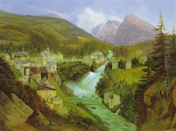 Blick Auf Bad Gastein Oil Painting by Emil Ludwig Lohr