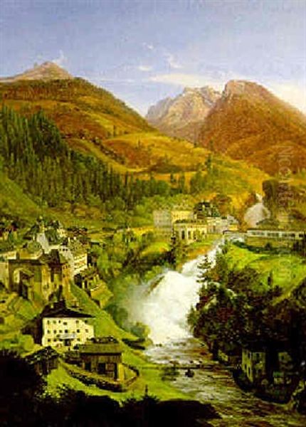 Blick Auf Bad Gastein Oil Painting by Emil Ludwig Lohr