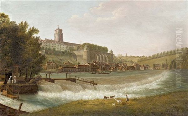 Berner Munster Und Plattform Vom Schwellenmatteli Aus Oil Painting by Johann Gottlieb Lohrer