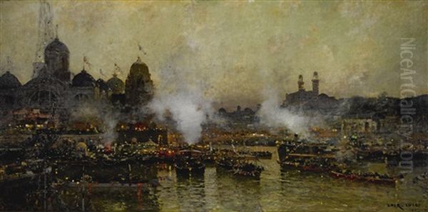 Les Quais De La Seine, 1900 Oil Painting by Luigi Loir