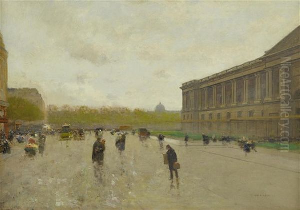 Le Louvre, Paris Oil Painting by Luigi Loir