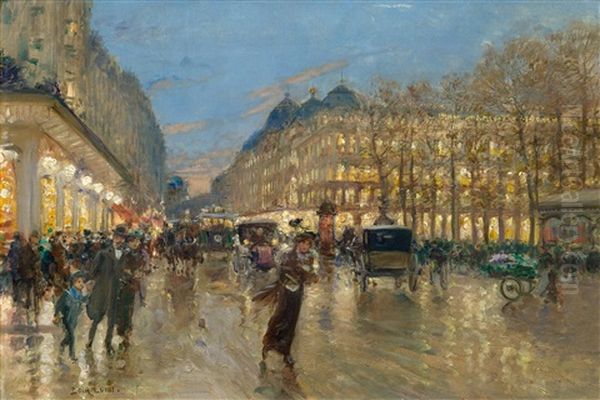 Boulevard Haussmann Oil Painting by Luigi Loir