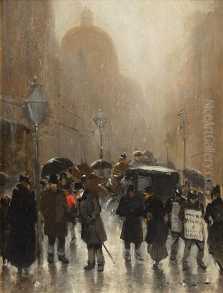 Thread Needle St. London Oil Painting by Luigi Loir