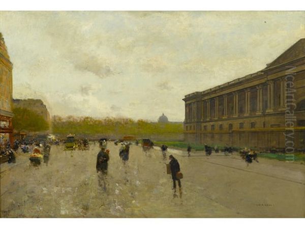 Le Louvre, Paris Oil Painting by Luigi Loir