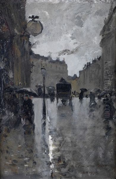 La Rue Berenger Pres Du Chateau D'eau A Paris Oil Painting by Luigi Loir