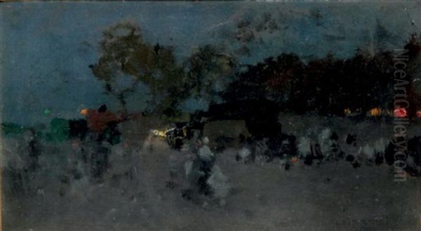 Scene De Campement De Bohemiens A La Nuit Oil Painting by Luigi Loir