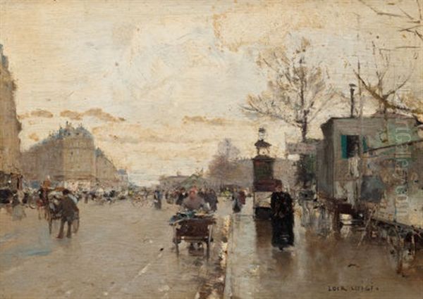 Parisian Street Scene Oil Painting by Luigi Loir