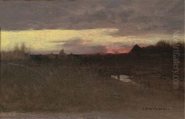 Coucher De Soleil Oil Painting by Luigi Loir