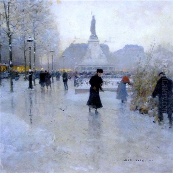 Place De La Republique Oil Painting by Luigi Loir