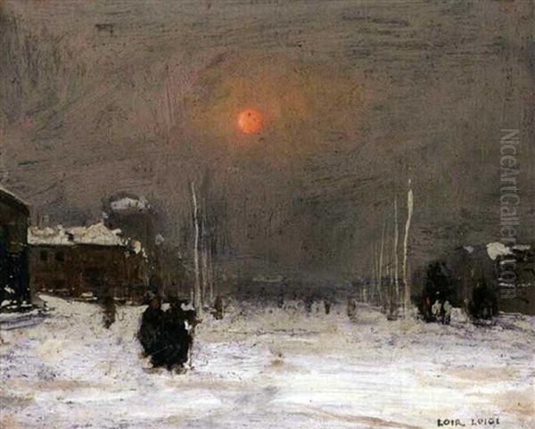 Platz Im Winter Oil Painting by Luigi Loir