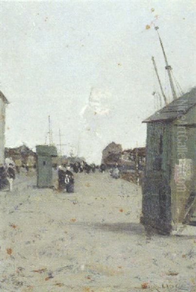 Along The Pier Oil Painting by Luigi Loir