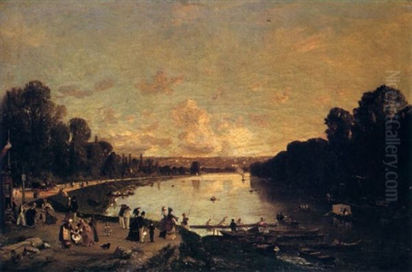 Bords De Marne, Fete Nautique Oil Painting by Luigi Loir