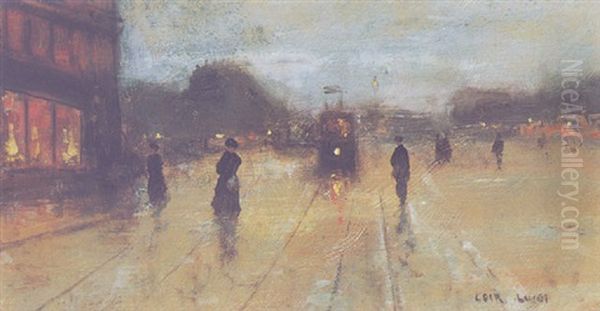 Parisian Street Scene Oil Painting by Luigi Loir