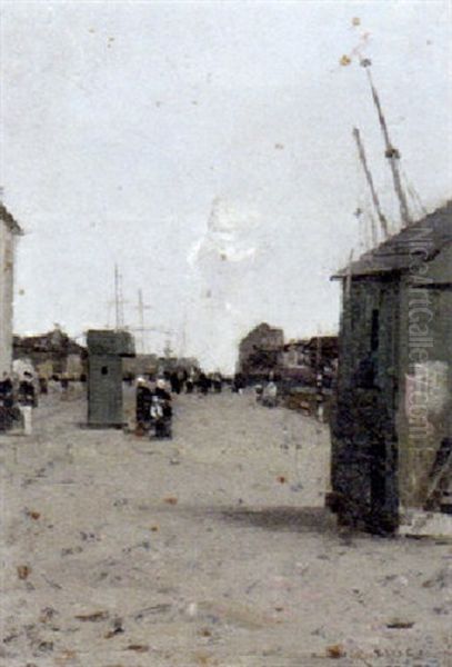 Along The Pier Oil Painting by Luigi Loir