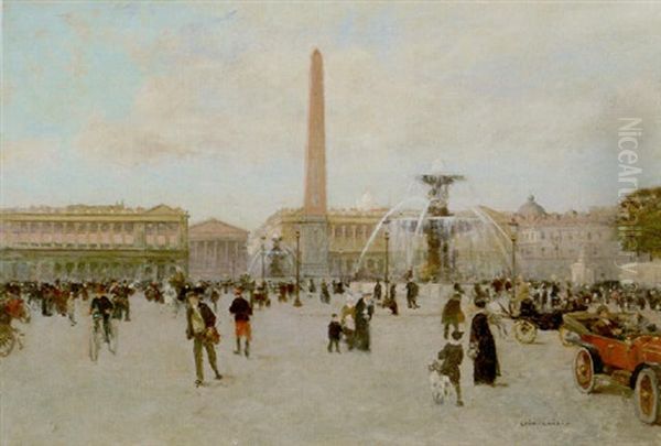 La Place De La Concorde, Paris Oil Painting by Luigi Loir