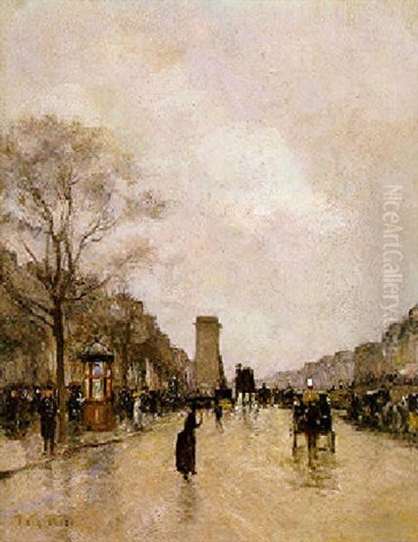 Paris, Les Grandes Boulevard Oil Painting by Luigi Loir