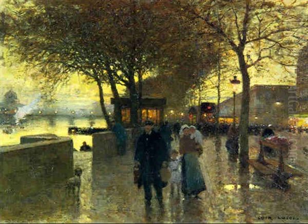 Paris, Les Quais De Seine Oil Painting by Luigi Loir