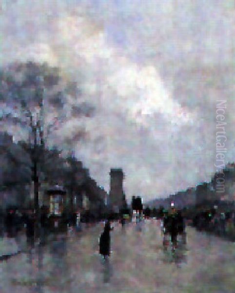 Paris, Les Grands Boulevards Oil Painting by Luigi Loir