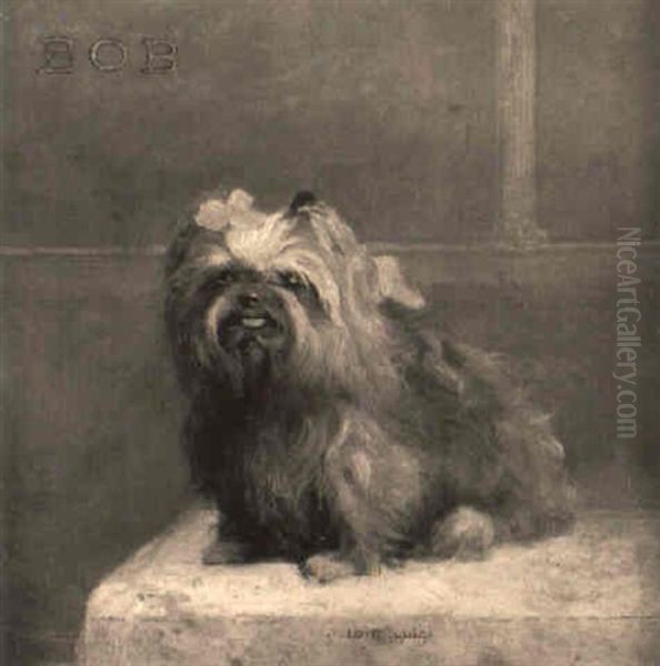 Bob, A Yorkshire Terrier On A Cushion Oil Painting by Luigi Loir