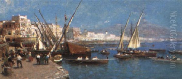 The Bay Of Naples Oil Painting by Luigi Loir