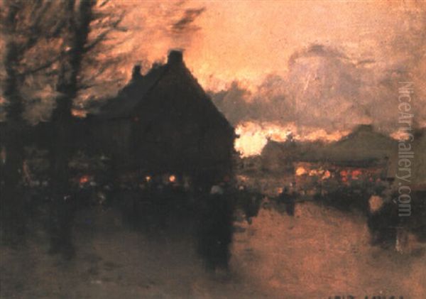 Paysage, Soir Oil Painting by Luigi Loir