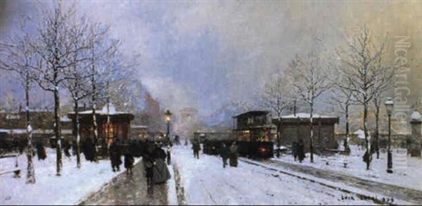 La Porte Maillot, Effet De Neige Crepuscule Oil Painting by Luigi Loir