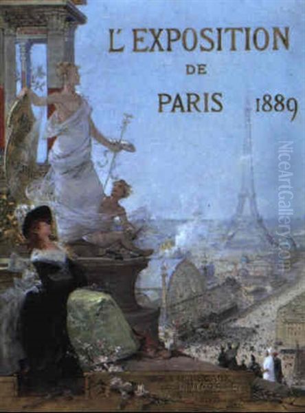 Projet Pour L'affiche De L'exposition...1889 Oil Painting by Luigi Loir