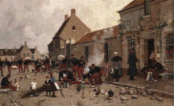 Le Repos Militaire Oil Painting by Luigi Loir