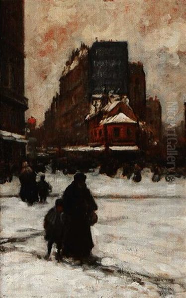 Rue Lepic, En Hiver Oil Painting by Luigi Loir