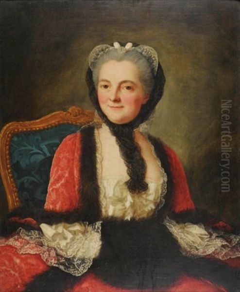 Portrait De Dame Au Manchon Oil Painting by Marianne Loir