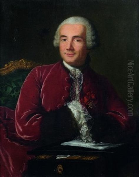 Portrait D'homme A La Veste Rouge Oil Painting by Marianne Loir