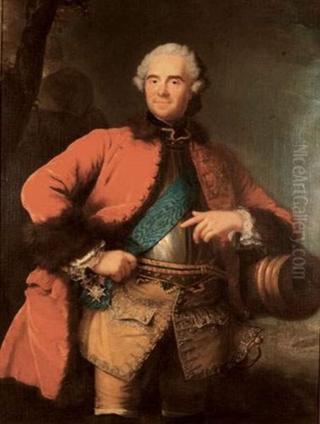 Portrait De Maurice De Saxe (1696-1750), Futur Marechal De France Oil Painting by Marianne Loir