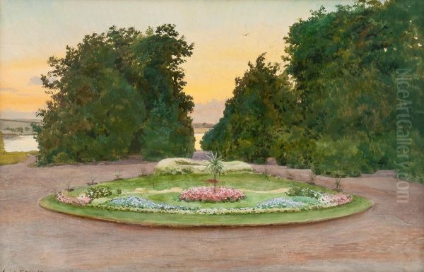 Evening In The Park Oil Painting by Albert Nikolaivich Benua