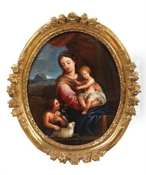 La Vierge A L'enfant Avec Saint Jean-baptiste Oil Painting by Nicolas Pierre Loir