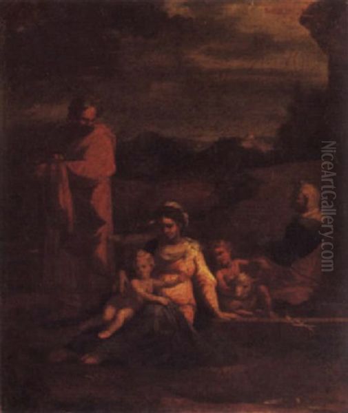 The Holy Family With The Infant Saint John The Baptist And Saint Elizabeth by Nicolas Pierre Loir