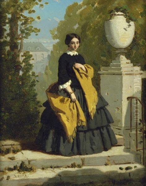 Elegante Junge Dame Im Garten Eines Chateau Oil Painting by Leon Henri Antoine Loire