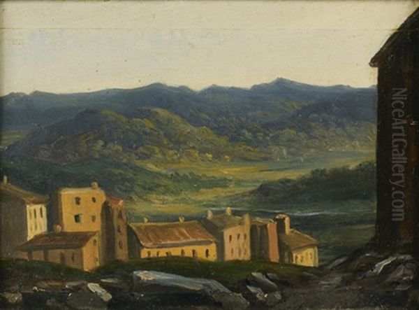 Vue De La Campagne Aux Environs De Florence Oil Painting by Alexandre Francois Loisel